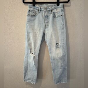 Levi’s 501 Women’s Jeans W25 L26 Button Fly Factory Distressed Big E